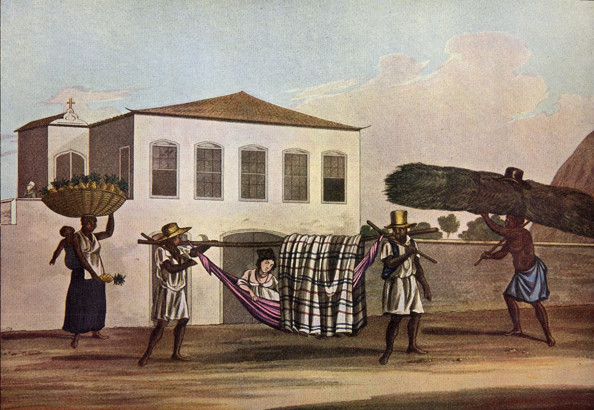 Transportar um Hammock Coberto, Rio de Janeiro, Brasil, 1819-1820, Henry Chamberlain