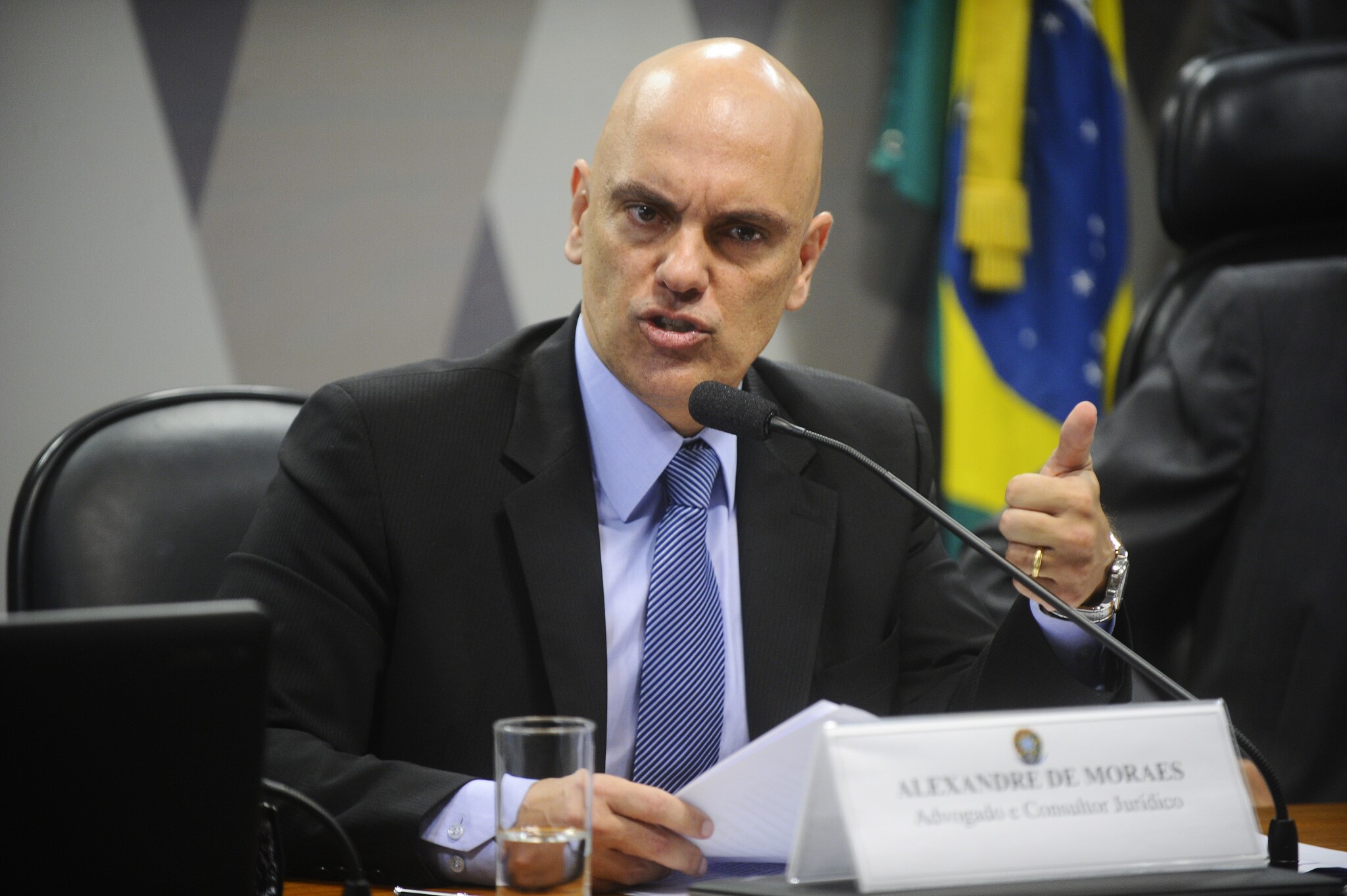 O ministro da Justiça licenciado, Alexandre de Moraes, em sabatina no Senado