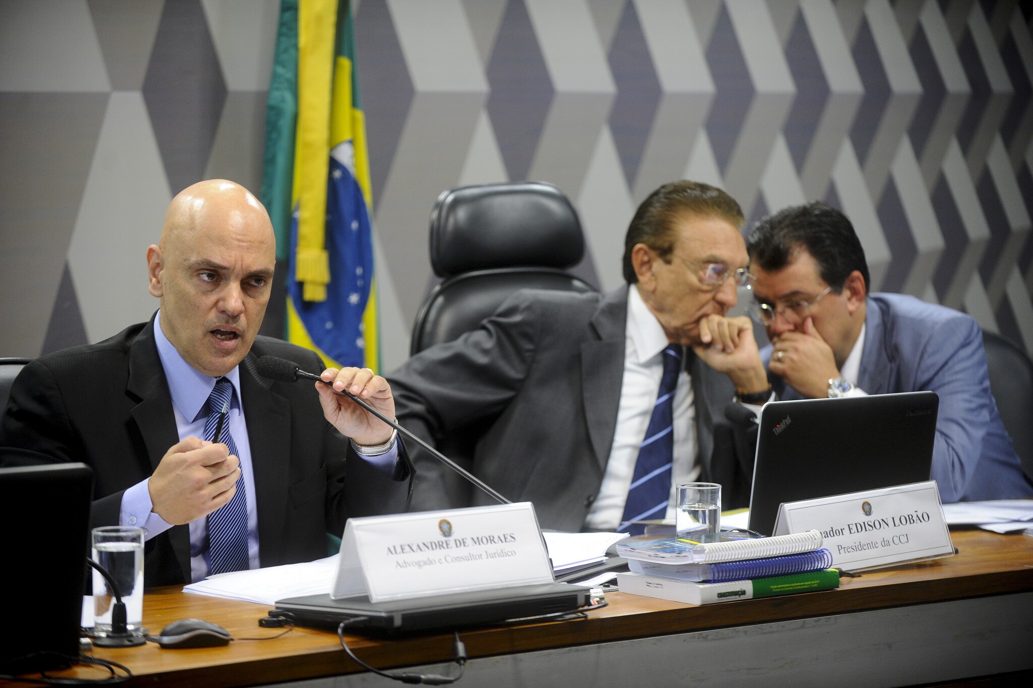 O ministro da Justiça licenciado, Alexandre de Moraes, em sabatina no Senado