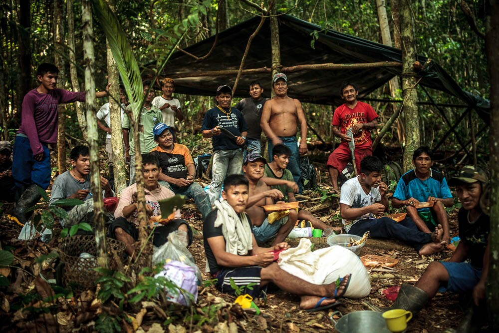 Munduruku reunidos para as atividades de autodemarcação, em 2015