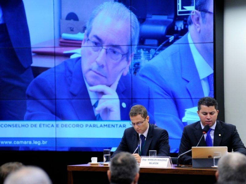 O deputado afastado Eduardo Cunha (PMDB-RJ) depõe no Conselho de Ética.