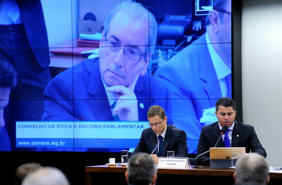 O deputado afastado Eduardo Cunha (PMDB-RJ) depõe no Conselho de Ética.