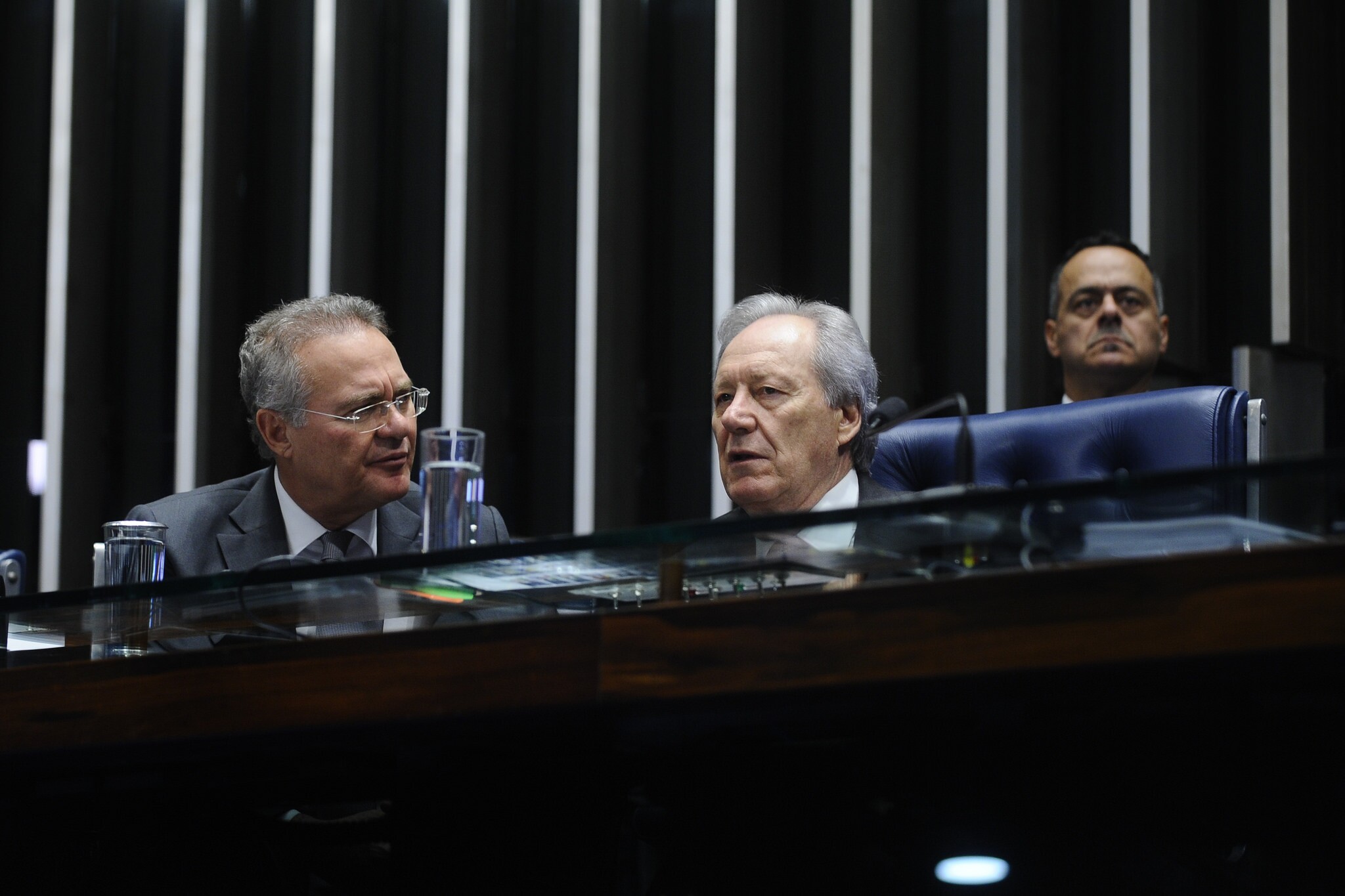 O presidente do Senado, Renan Calheiros (PMDB-AL), e o presidente do Supremo Tribunal Federal (STF), ministro Ricardo Lewandowski.
