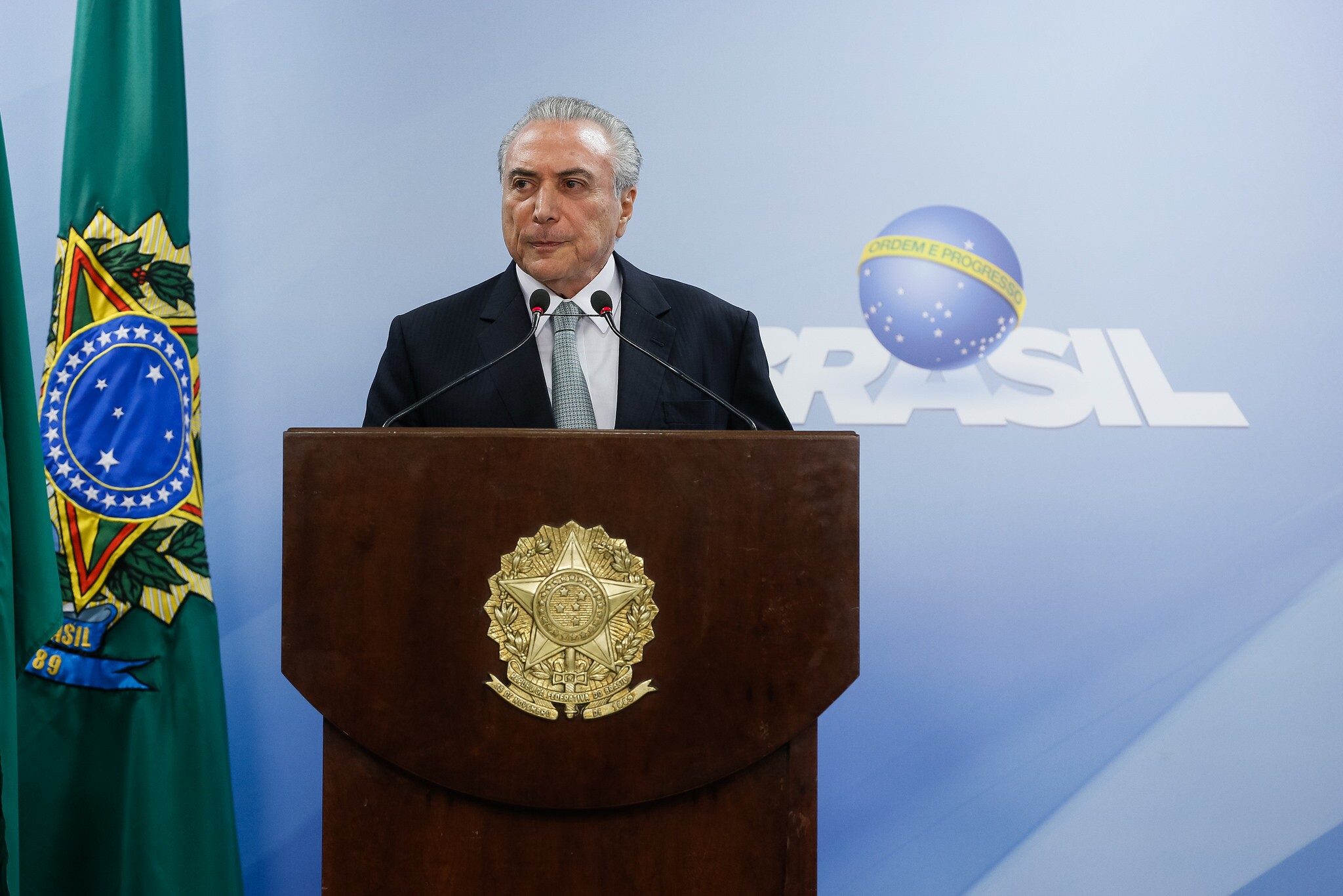 O presidente Michel Temer (PMDB), durante pronunciamento em resposta a denúncias