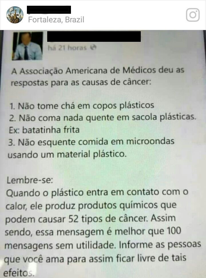 Imagem da corrente que circula pelas redes sociais.