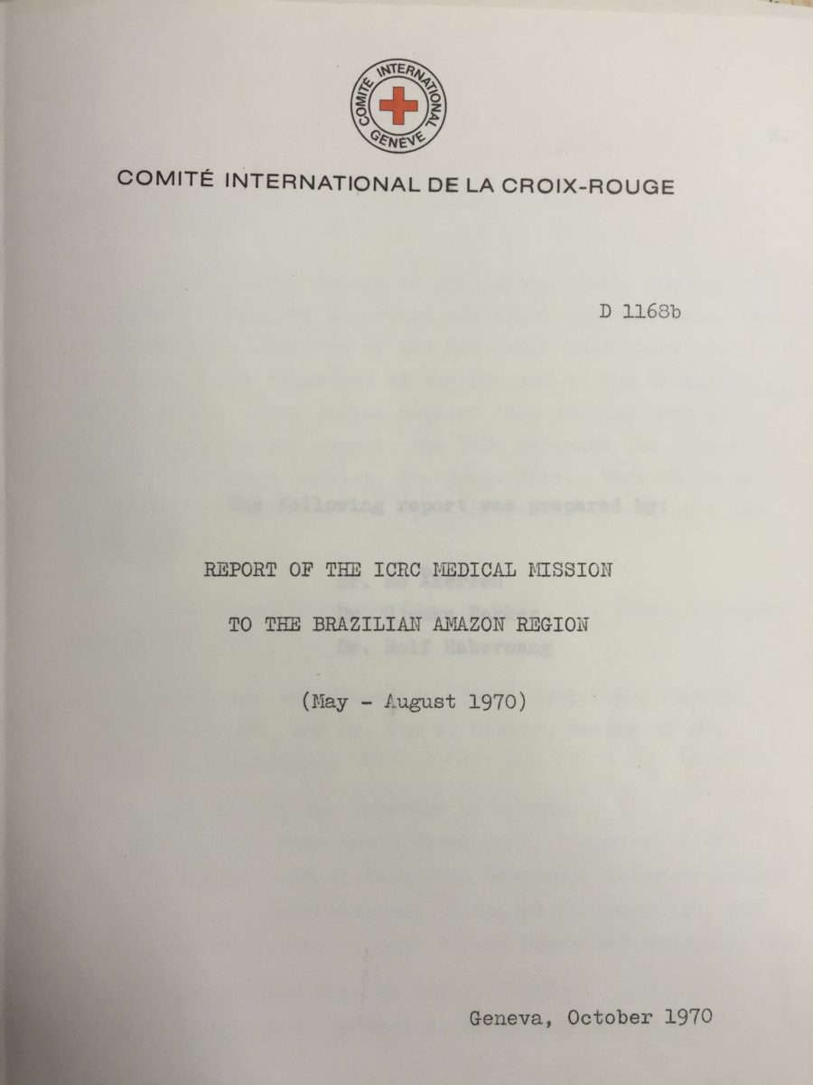  Capa do relatório sobre a missão do CICV à Amazônia em 1970