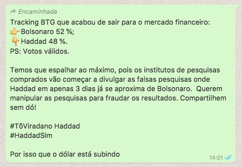 Corrente cita pesquisa falsa do BTG Pactual