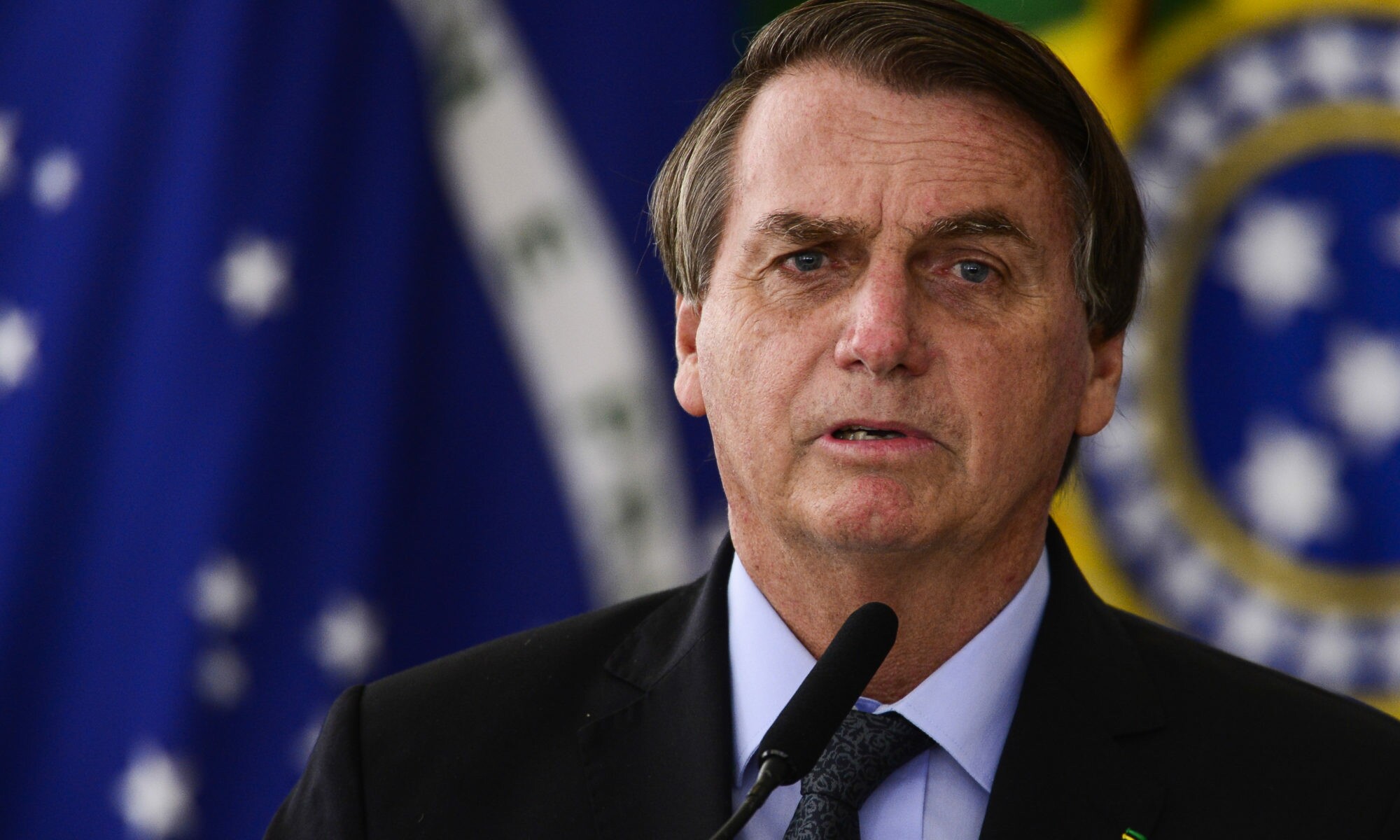 O presidente Jair Bolsonaro durante cerimônia para o anúncio de investimentos para o Programa Águas Brasileiras.