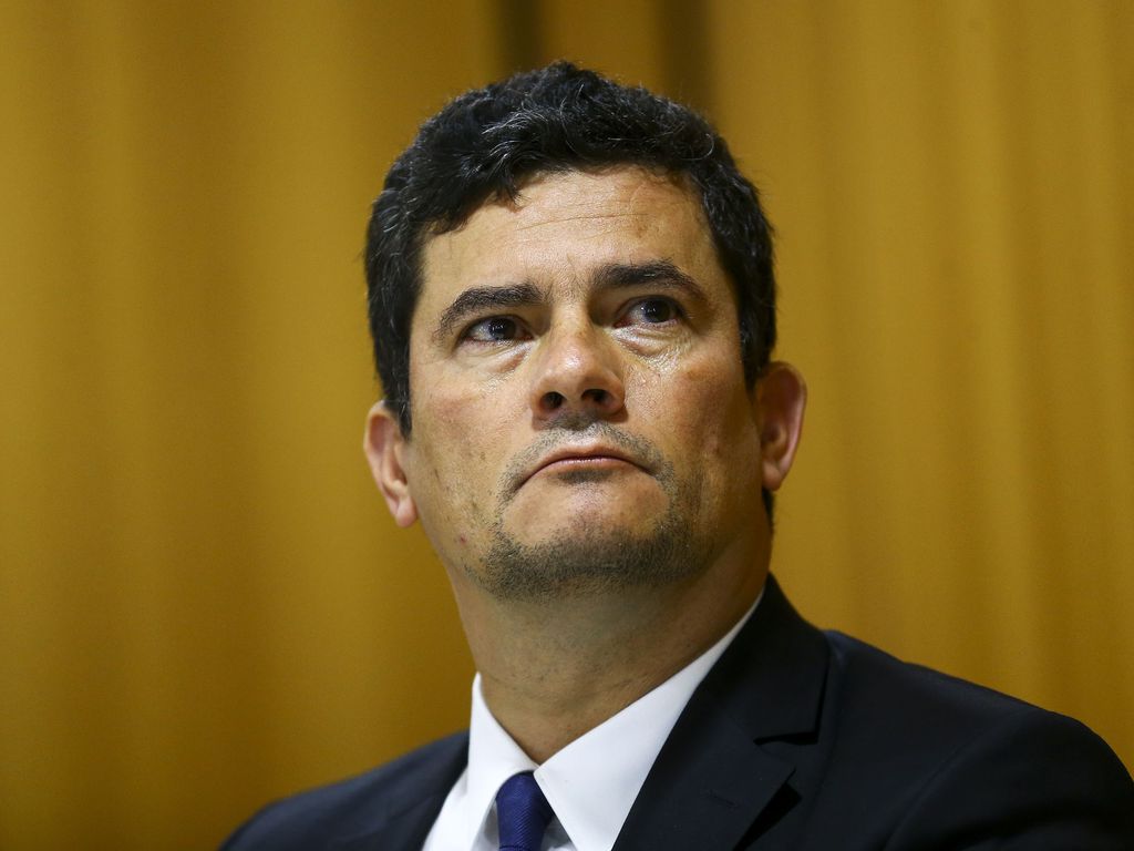 O ex-ministro da Justiça e Segurança Pública, Sergio Moro, durante entrevista coletiva, para divulgar o Levantamento Nacional de Informações Penitenciárias (Infopen) de 2019.