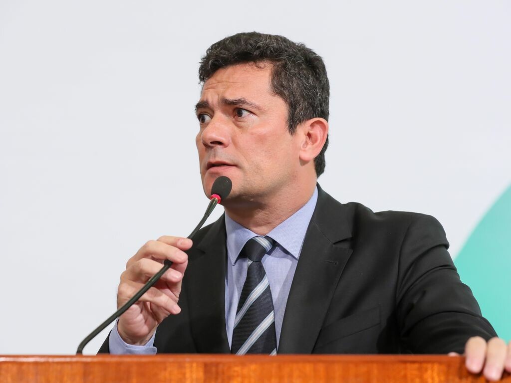 O ministro da Justiça e Segurança Pública, Sérgio Moro, durante a solenidade Alusiva aos 400 dias de Governo