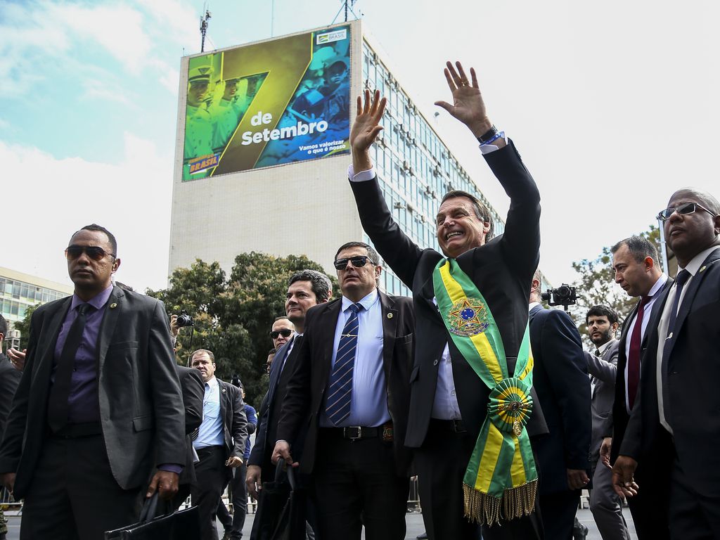 O presidente Jair Bolsonaro durante o desfile de 7 de Setembro, em Brasília.