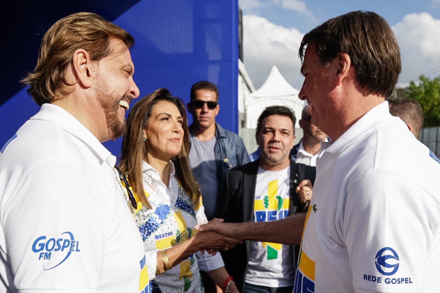 Bolsonaro com pastores durante Marcha para Jesus em 2019