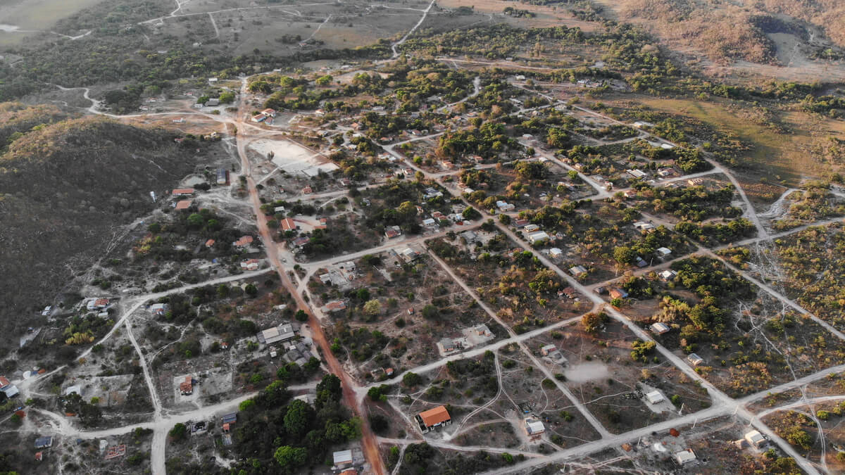 Vista aérea do Quilombo Kalunga, em Goiás.