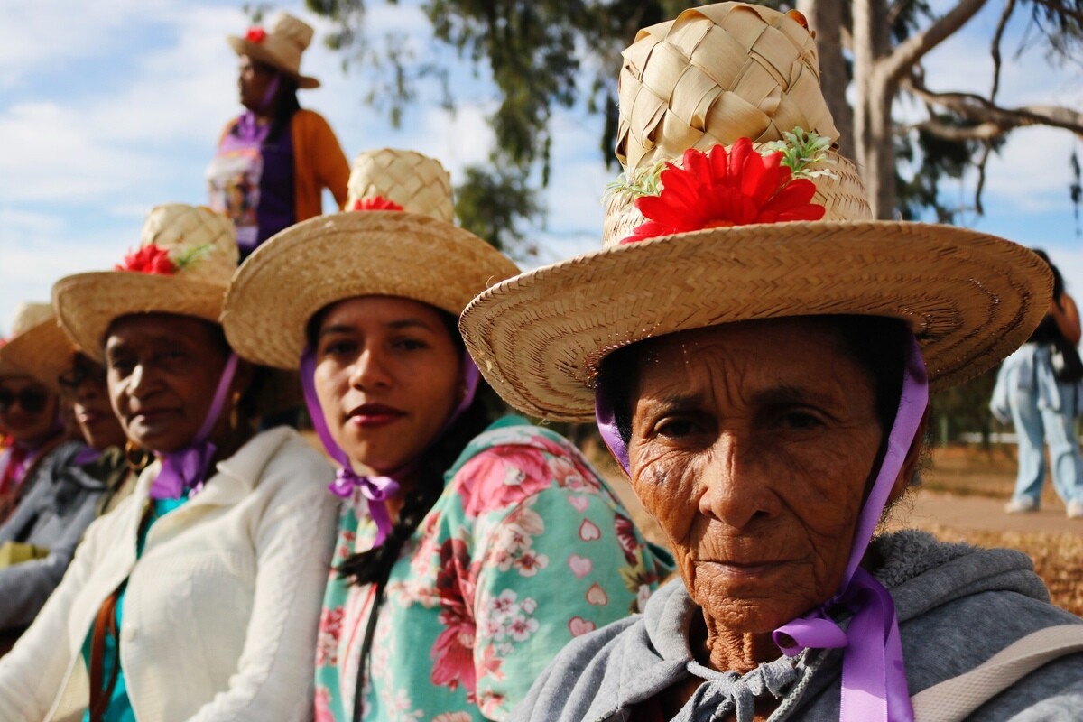 Mulheres participantes da Marcha das Margaridas em Brasília.