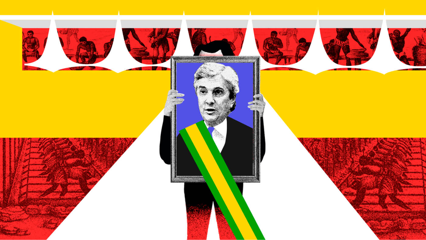 Ilustração mostra quadro do ex-presidente do Brasil Fernando Collor