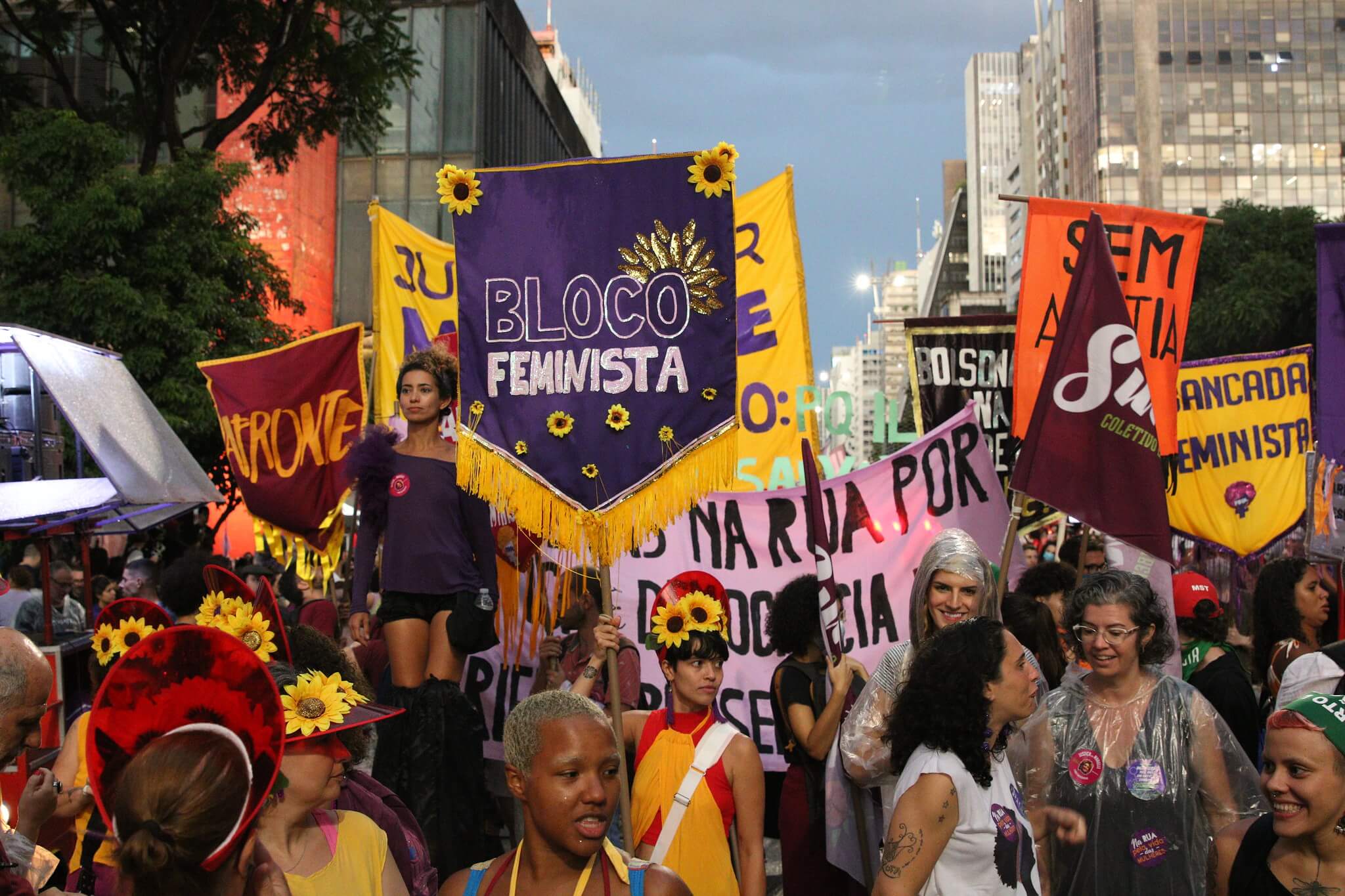 Manifestação de 8 de Março, em defesa dos direitos das mulheres, na Avenida Paulista.