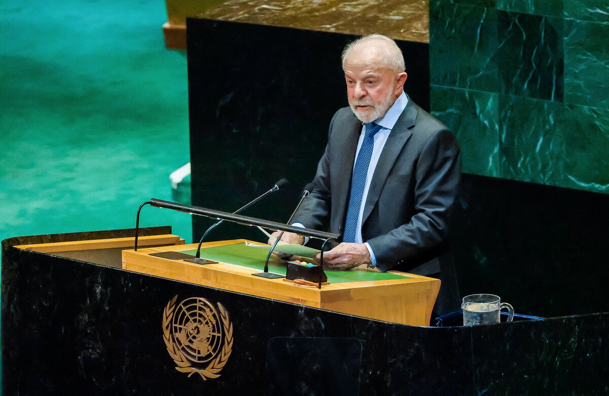 Presidente da República, Luiz Inácio Lula da Silva, durante a Conferência Internacional de Alto Nível para a Solução Pacífica da Questão da Palestina e a Implementação da Solução de Dois Estados. Sede das Nações Unidas, Salão da Assembleia Geral – Nova York (EUA)