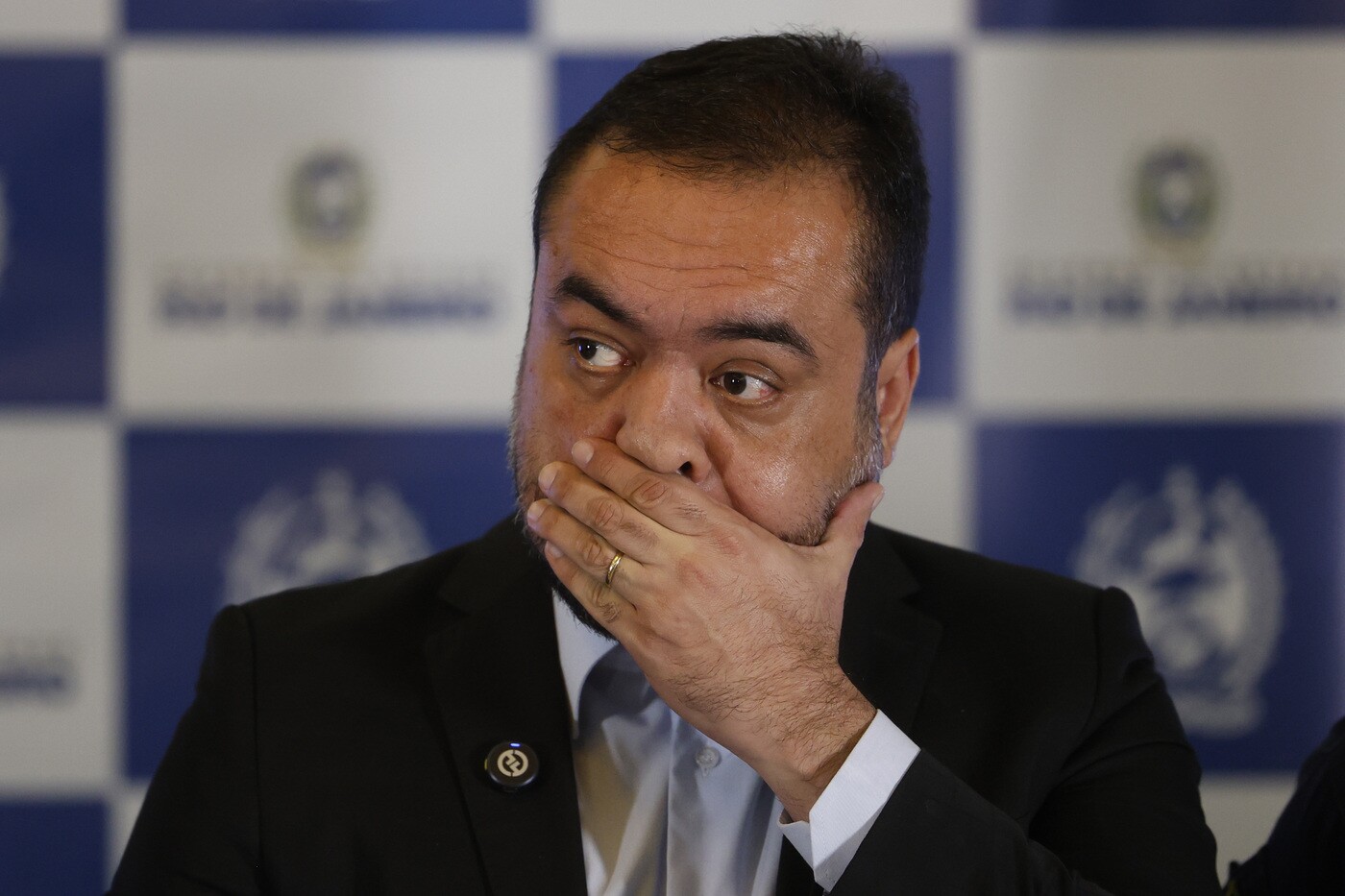 O governador do Rio de Janeiro, Cláudio Castro, durante entrevista coletiva para falar sobre ação policial da Operação Contenção, contra o Comando Vermelho