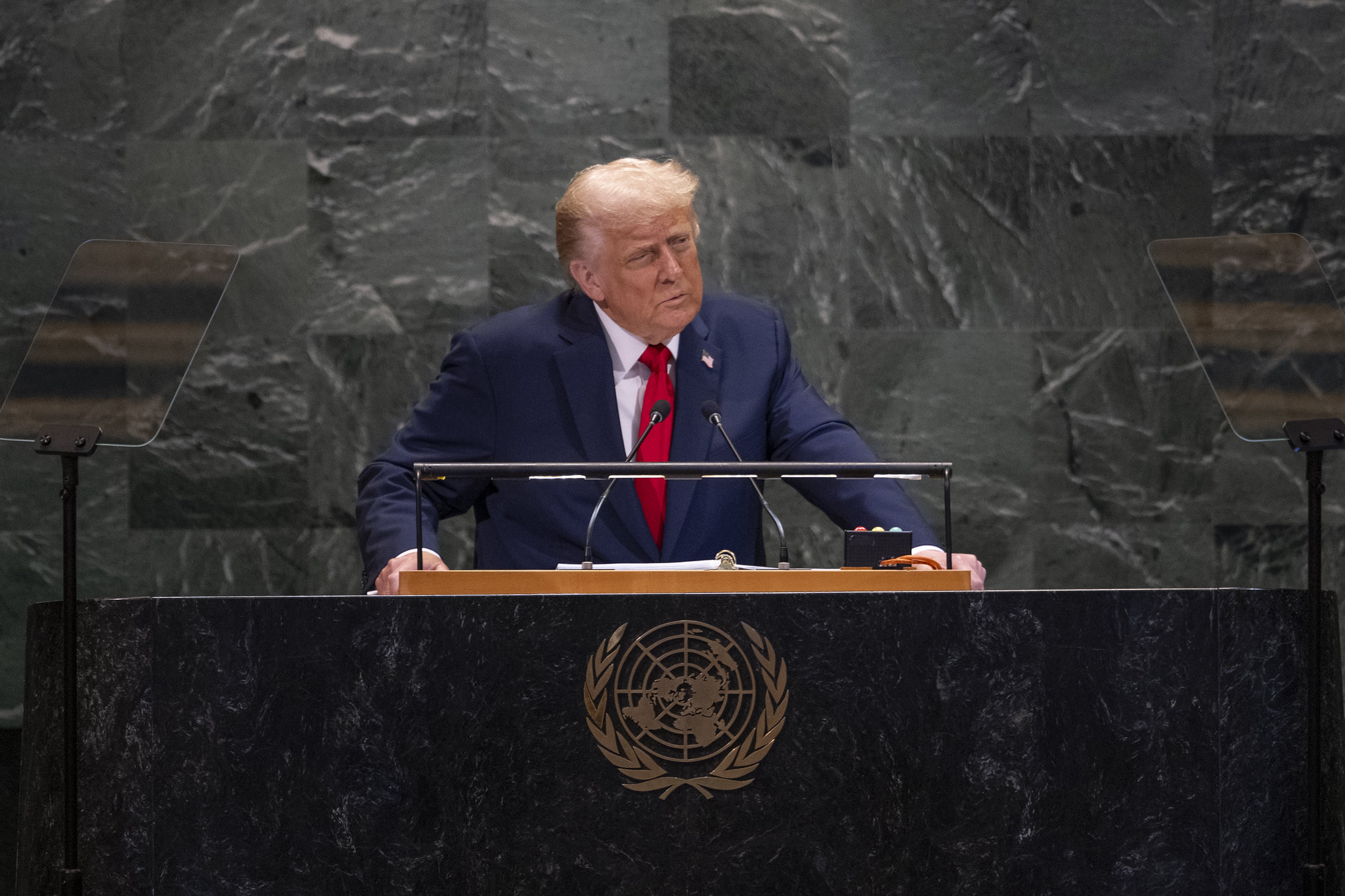 Presidente dos Estados Unidos Donald Trump durante abertura da assembleia geral da ONU em Nova York em 2025