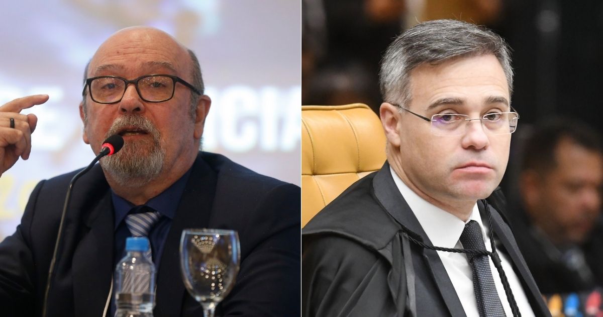 Colagem com as fotos do professor Luiz Eduardo Soares e do ministro do STF André Mendonça