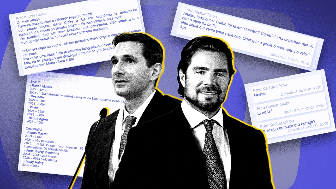 Daniel Vorcaro, do Banco Master, e Fred Kachar, do Grupo Globo