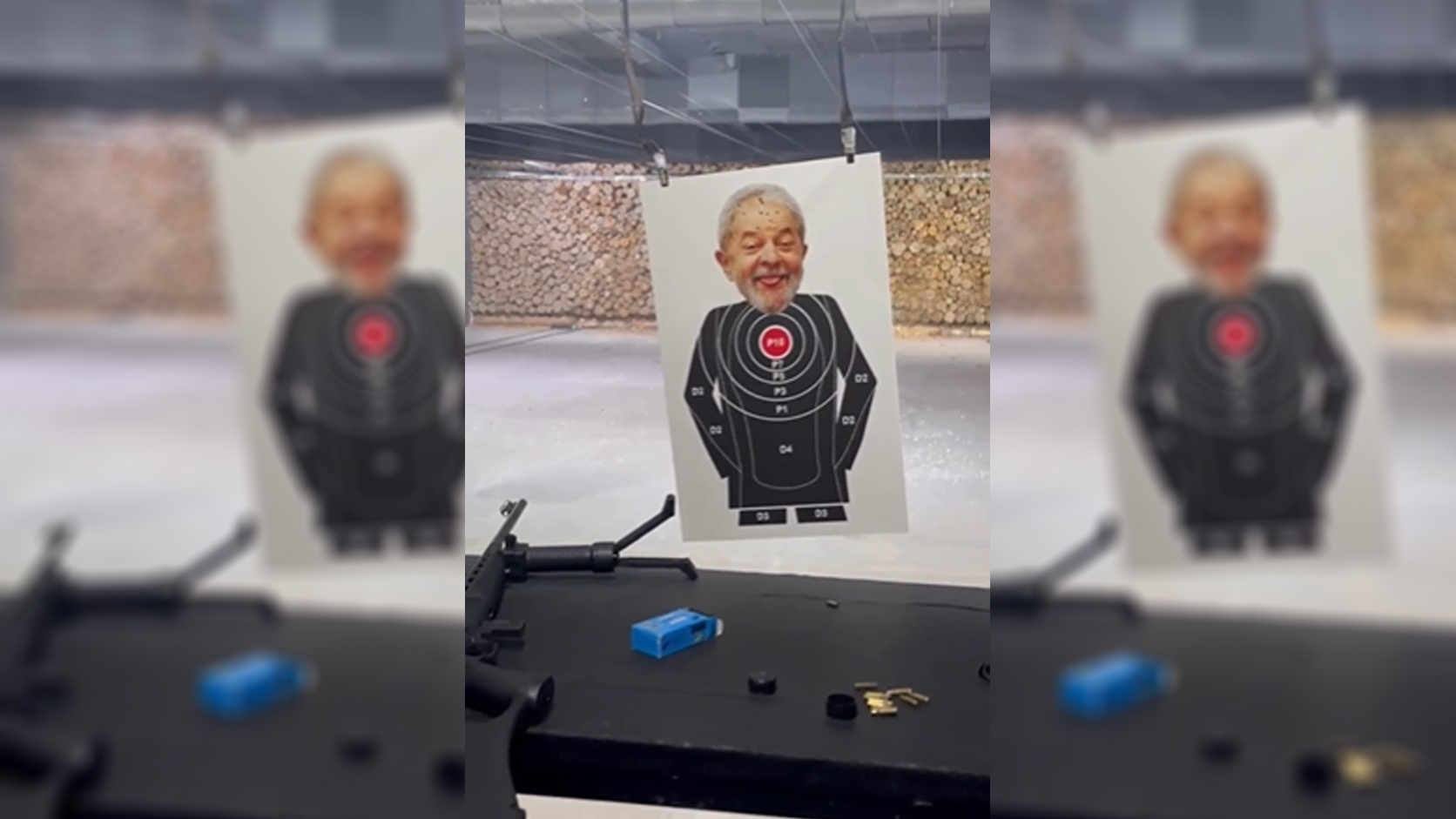 Imagem do presidente Lula como alvo em clube de tiro em São Paulo